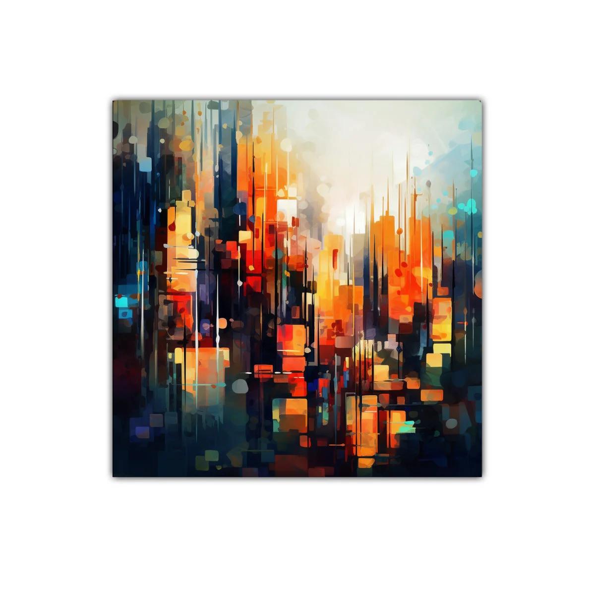 Abstracto urbano con vibrantes tonos cálidos y fríos equilibrados — miniatura 1