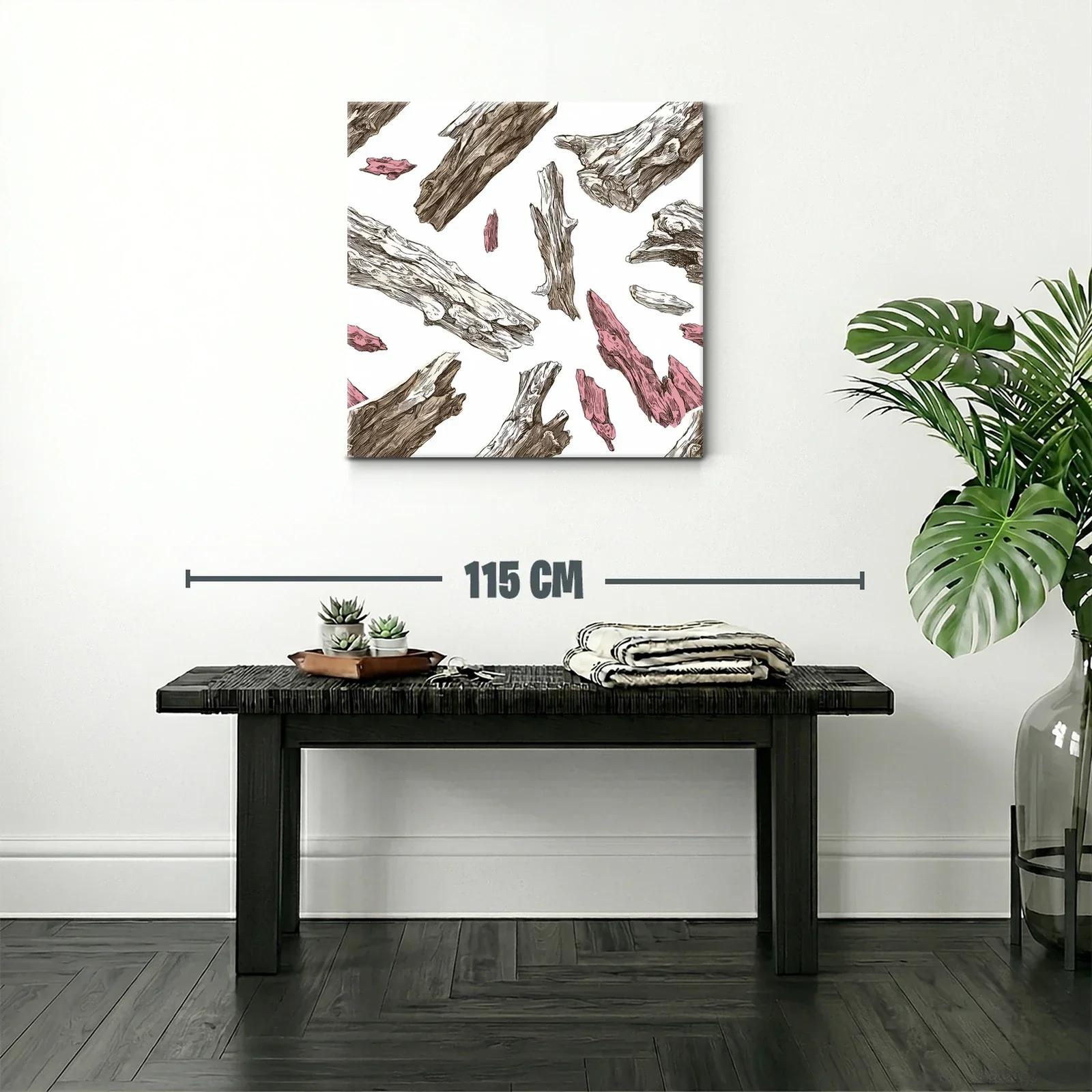 Composición moderna con fragmentos de madera en tonos naturales y rosa — miniatura 2