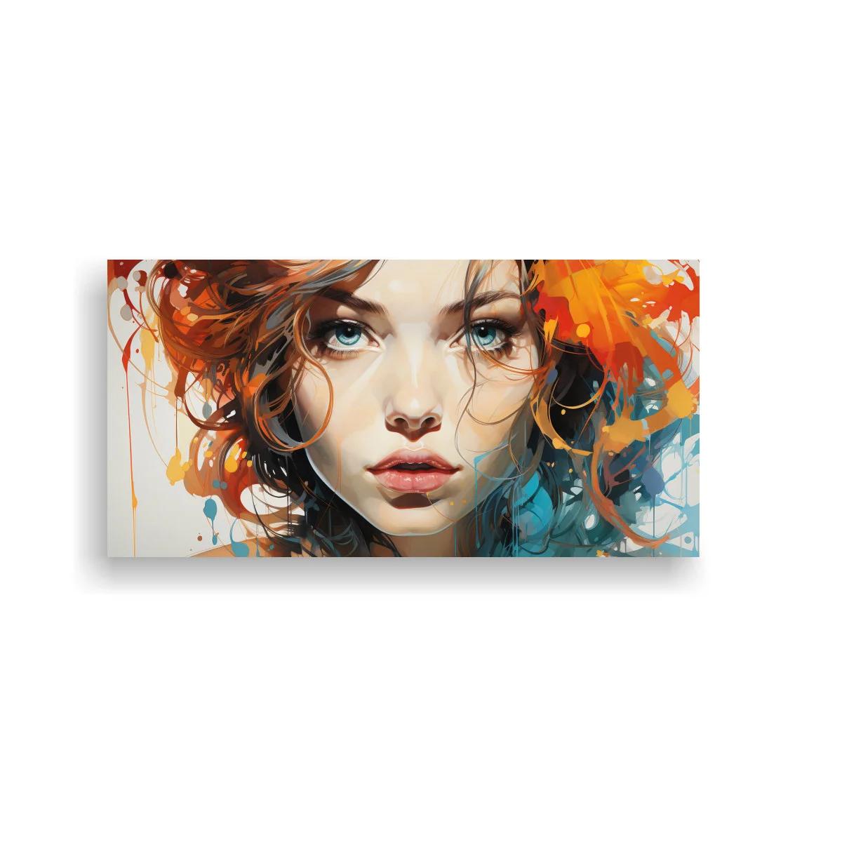 Cuadro retrato de mujer pelirroja con flores anaranjadas — imagen principal