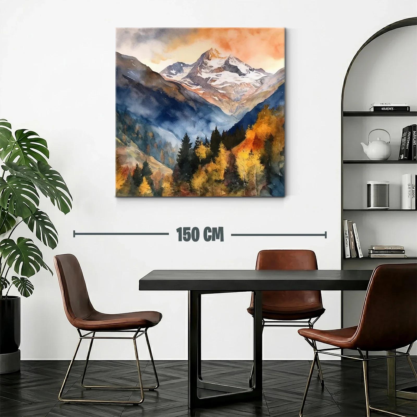 Paisaje montañoso con tonos otoñales y cielos cálidos — miniatura 2
