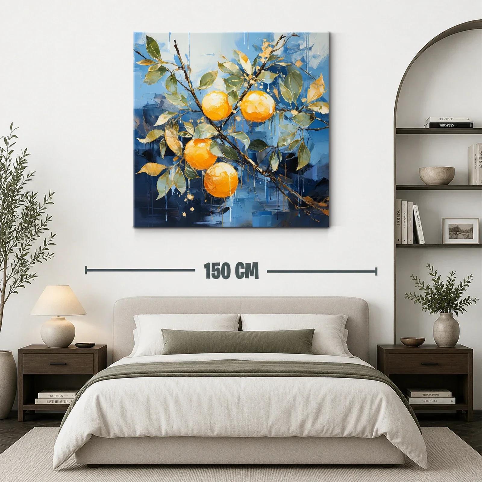 Naranjas vibrantes sobre fondo azul intenso — miniatura 3