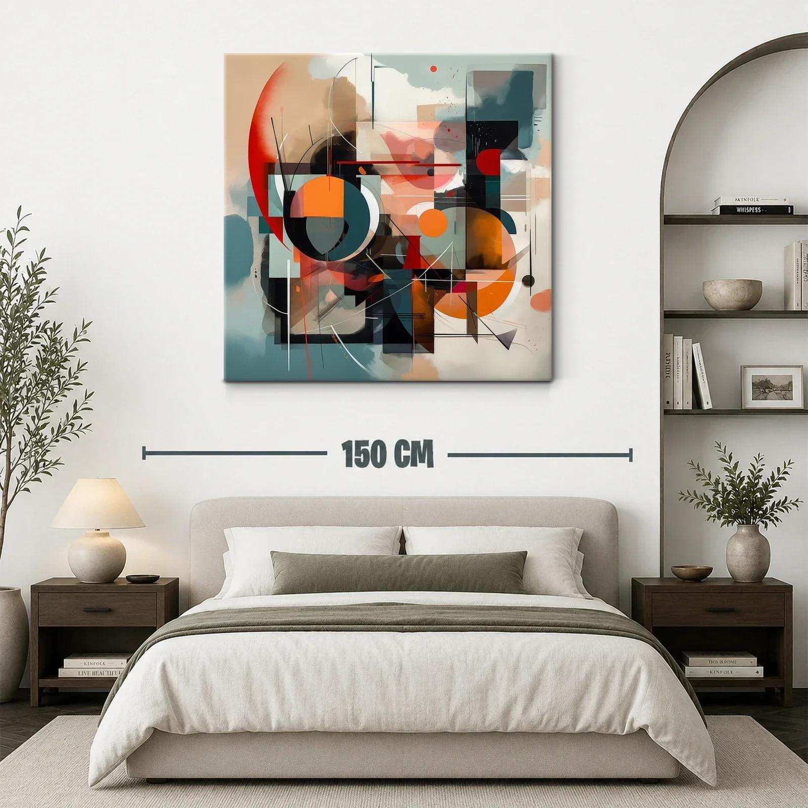 Cuadro abstracto con formas geométricas y paleta cálida — miniatura 3