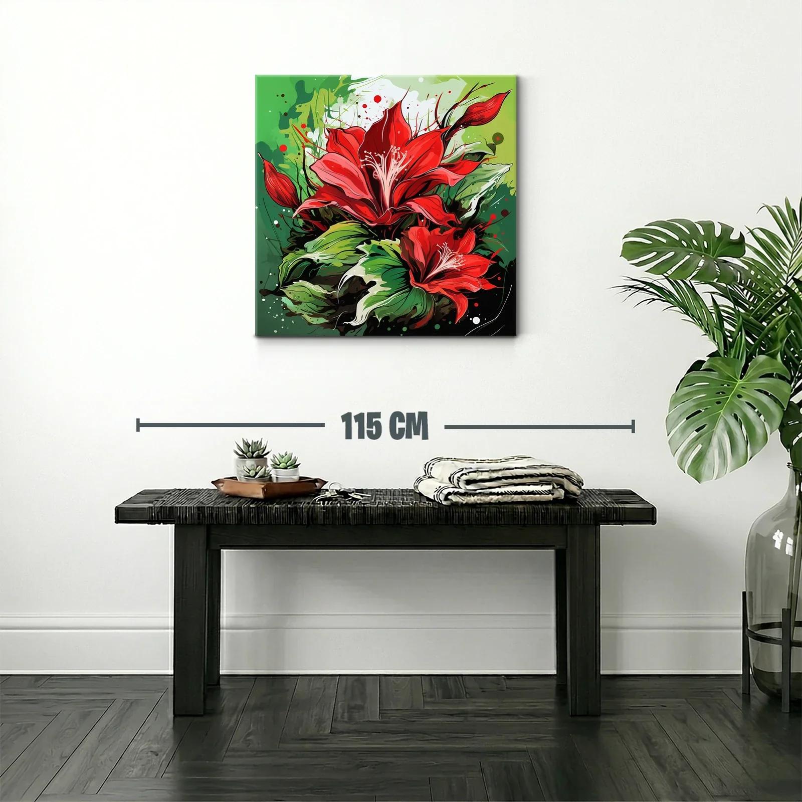 Flor roja vibrante con hojas verdes en contraste — miniatura 2