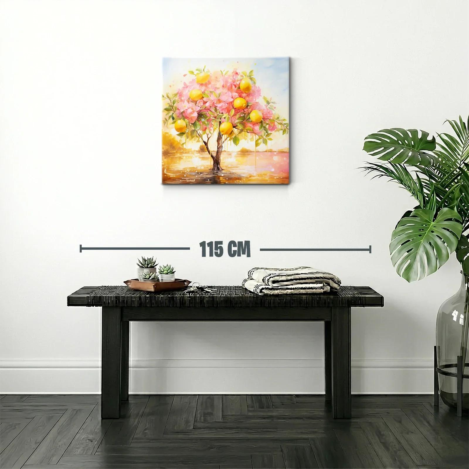 Árbol de limones con flores rosas en paisaje soleado — miniatura 2