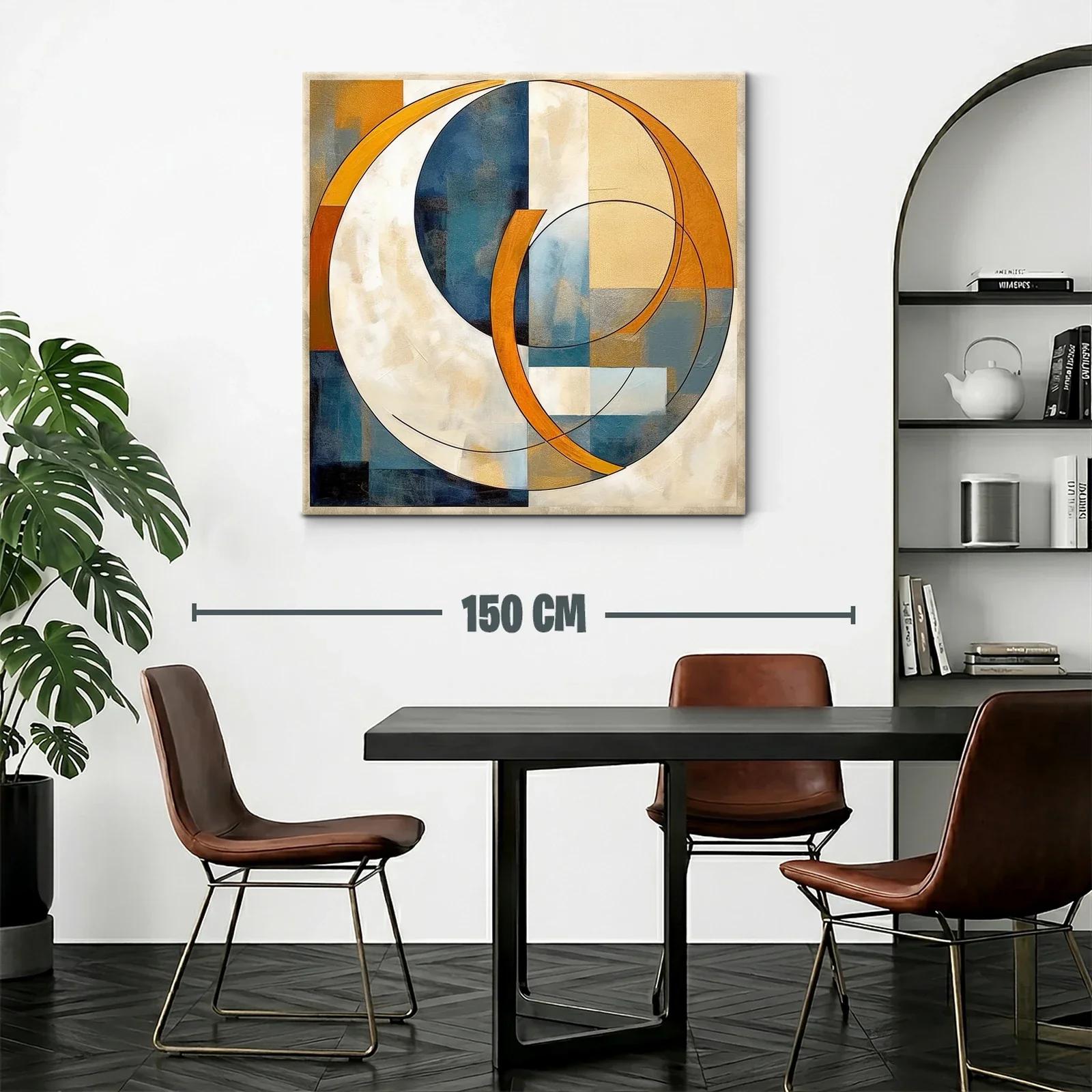 Cuadro abstracto con formas circulares y tonos cálidos — miniatura 2