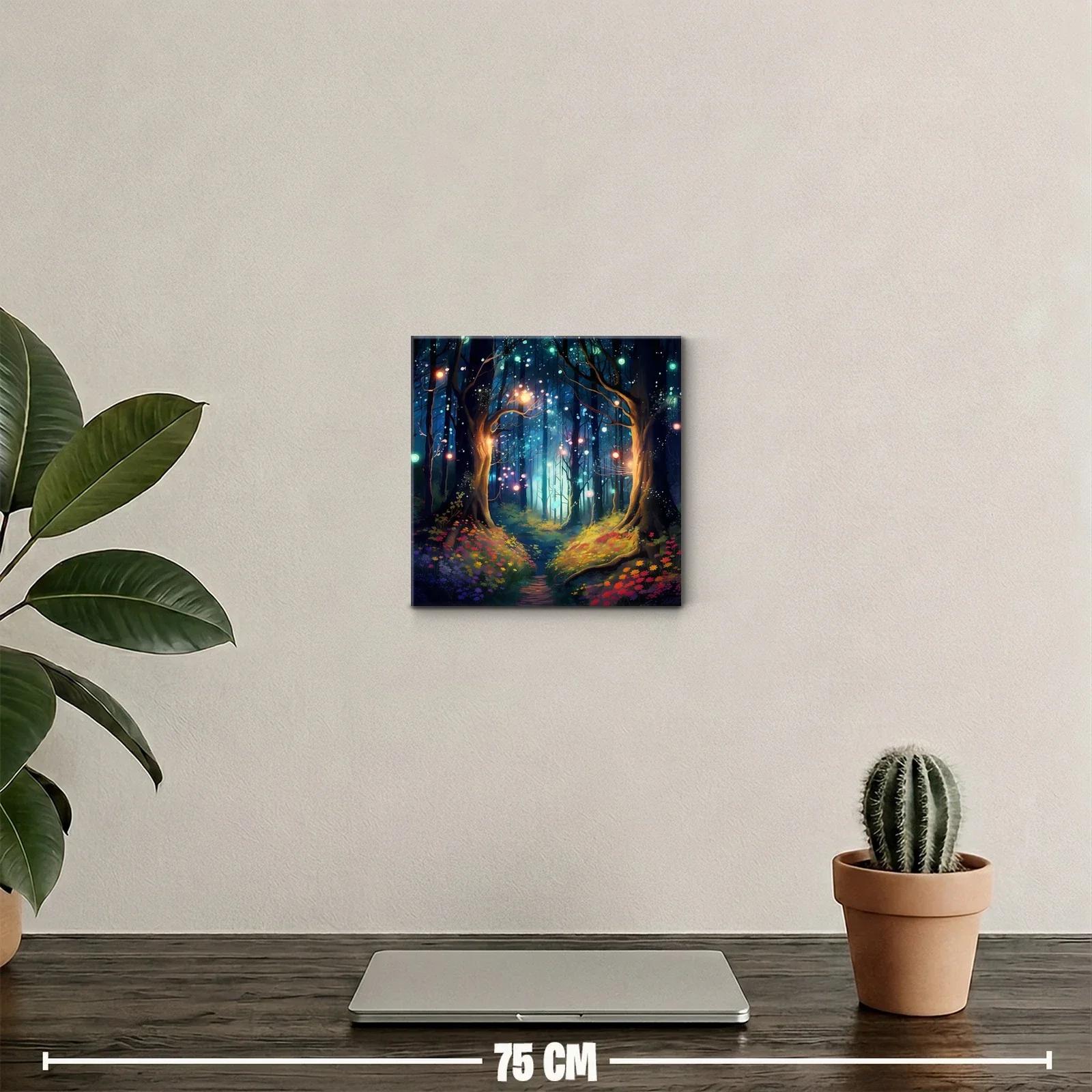 Bosque encantado con luces mágicas y flores vibrantes — miniatura 2