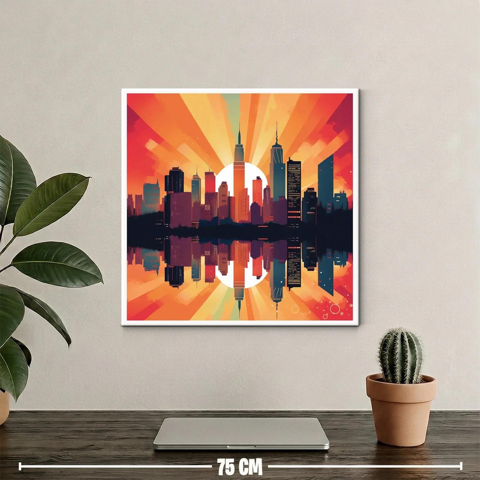 Atardecer urbano con reflejo sobre el agua vibrante — miniatura 2