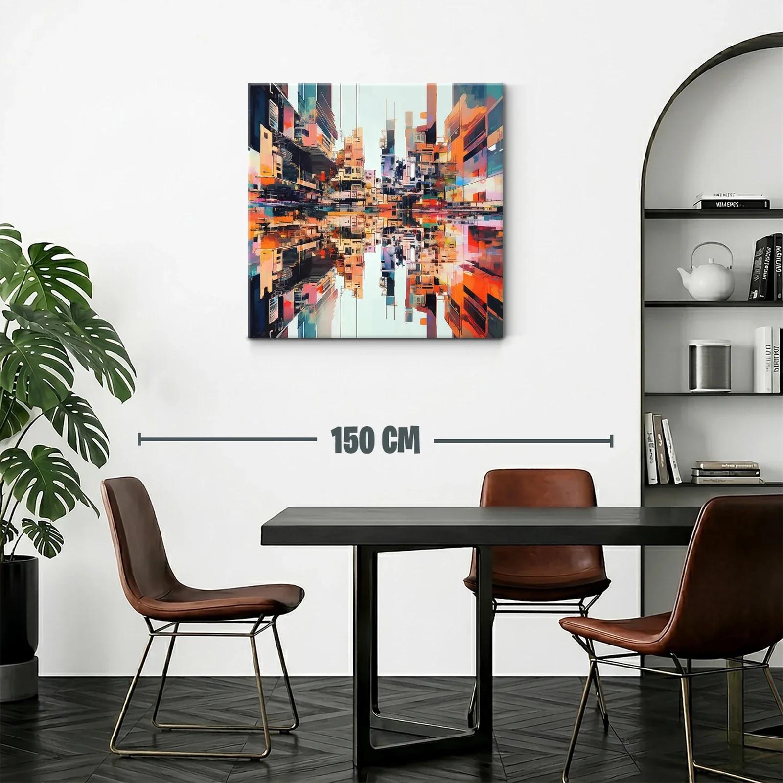 Arte urbano vibrante con reflejos y arquitectura moderna — miniatura 2