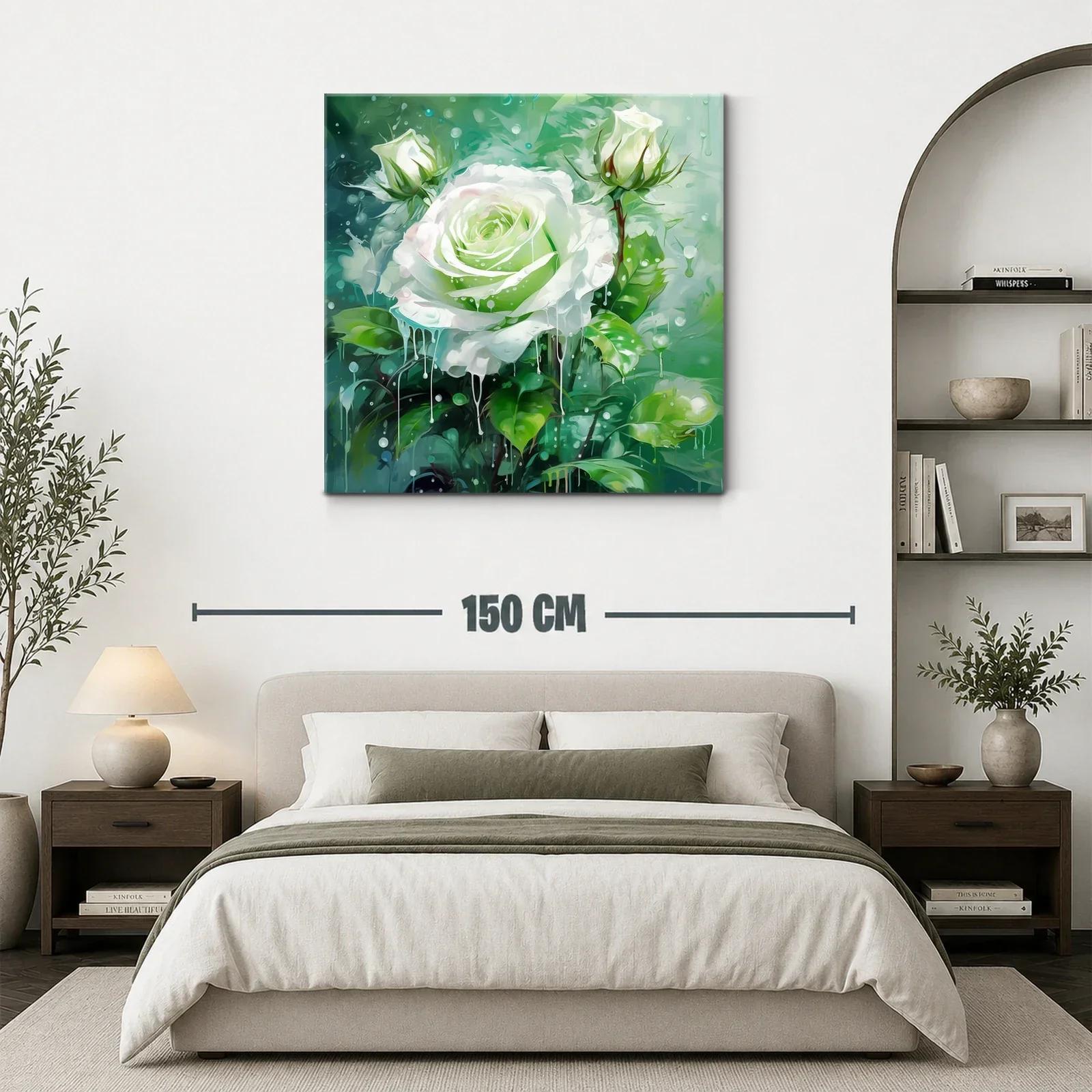 Rosa blanca sobre fondo verde con efecto acuarela — miniatura 3