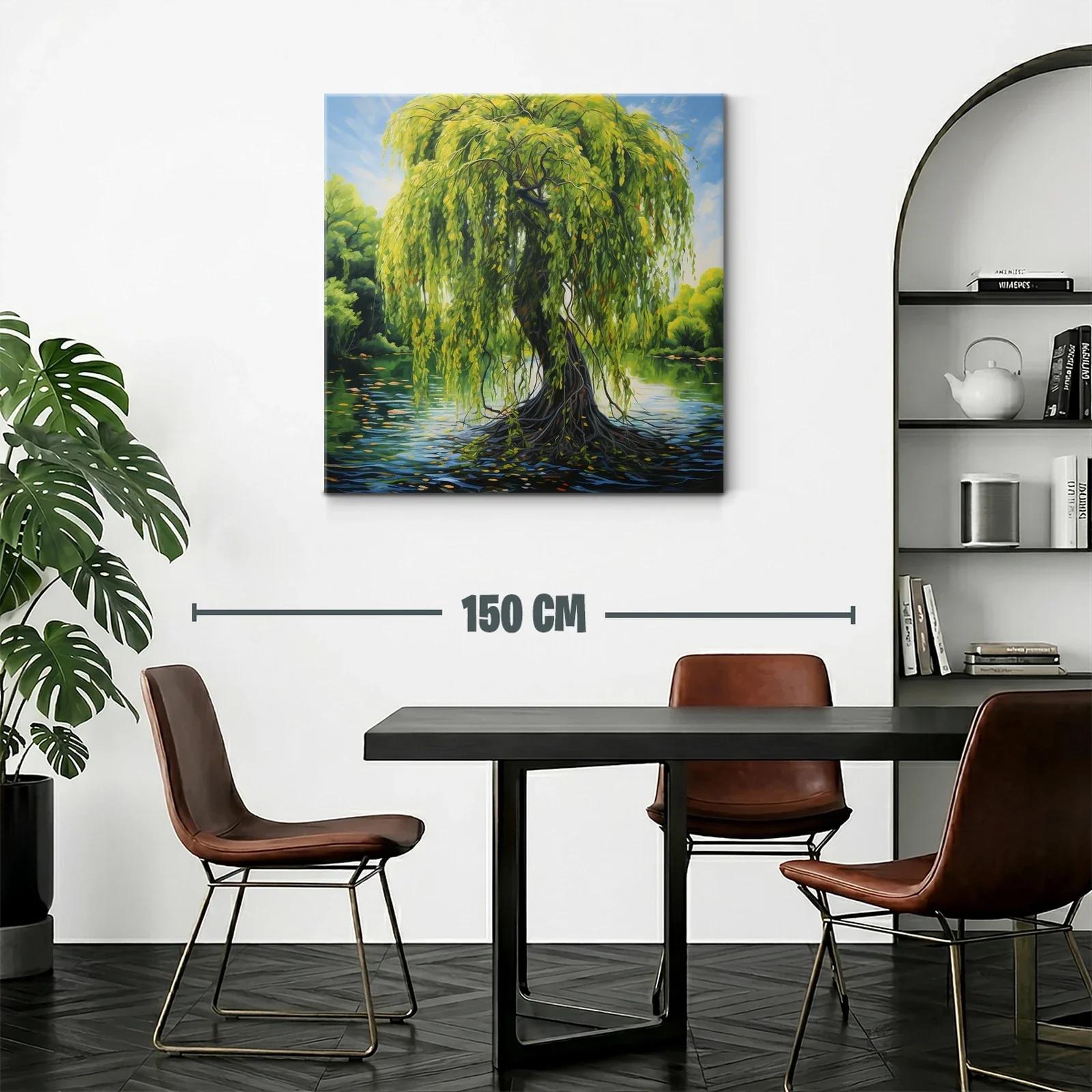 Árbol de sauce sobre lago con follaje vibrante — miniatura 2