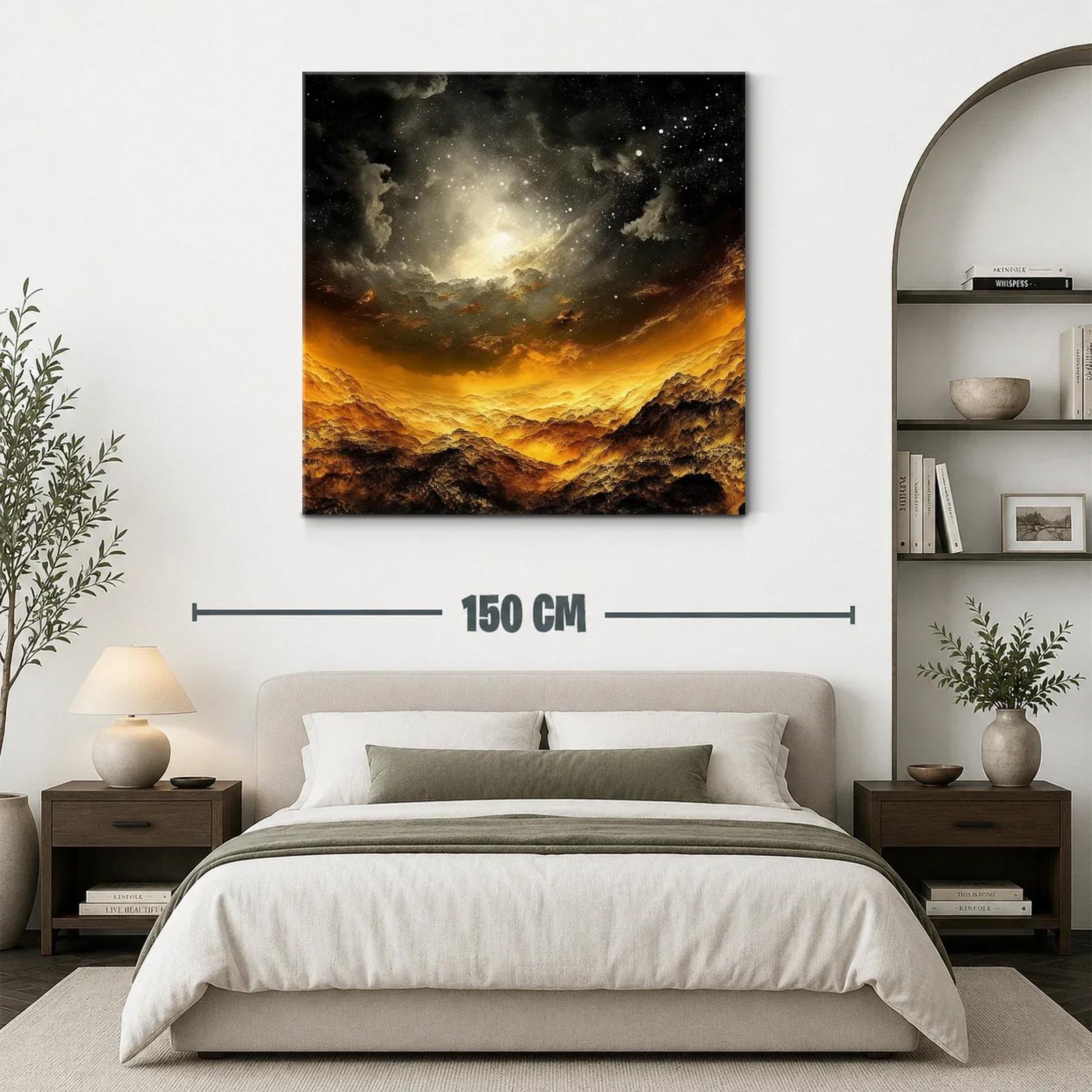 Paisaje cósmico con luces doradas y cielo estrellado — miniatura 3