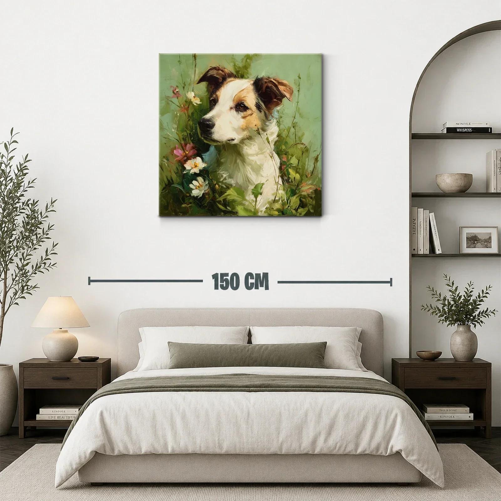 Retrato delicado de perro rodeado de flores naturales — miniatura 3