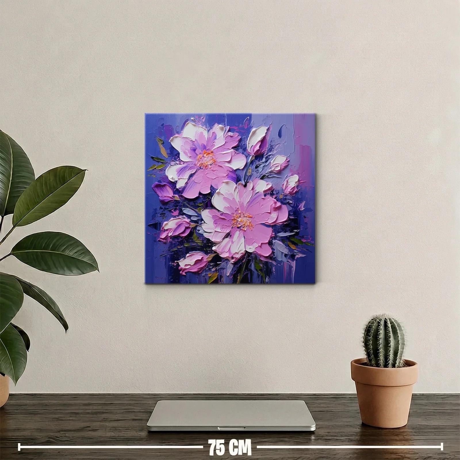 Cuadro floral en tonos violetas y rosas vibrantes — miniatura 2