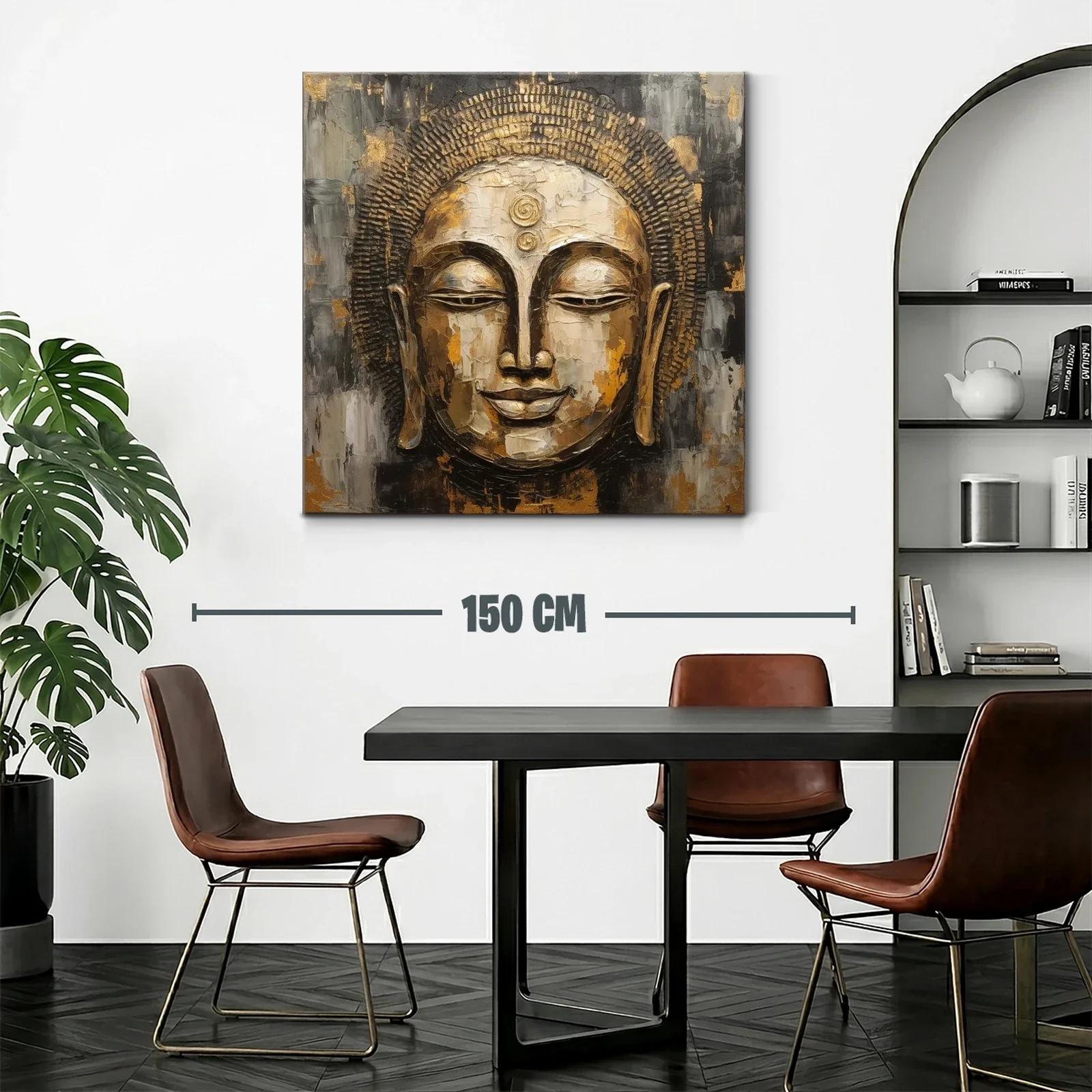 Rostro de Buda sereno con tonos dorados y grises — miniatura 2