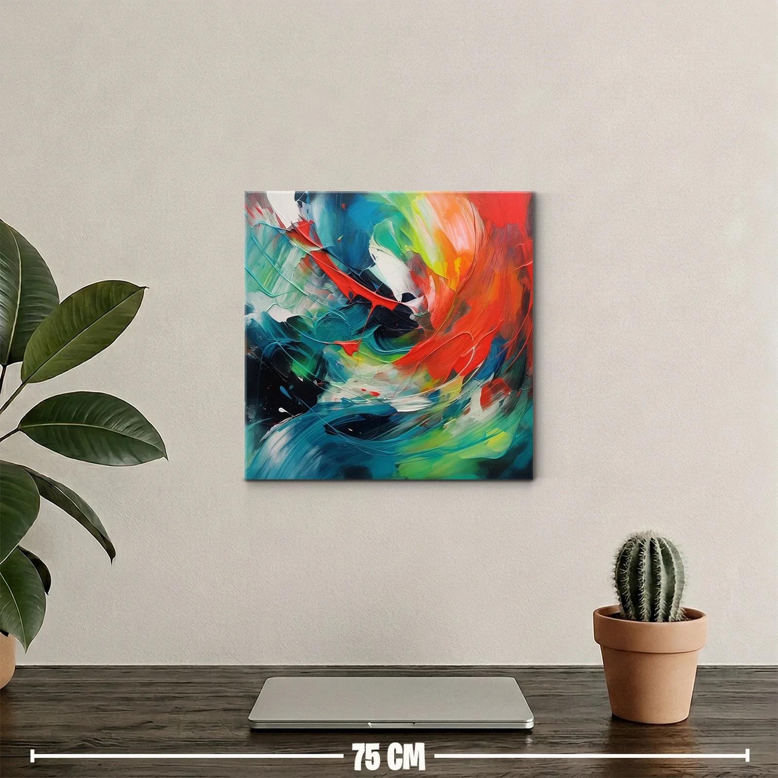 Cuadro abstracto en vibrantes tonos rojos y azules — miniatura 2