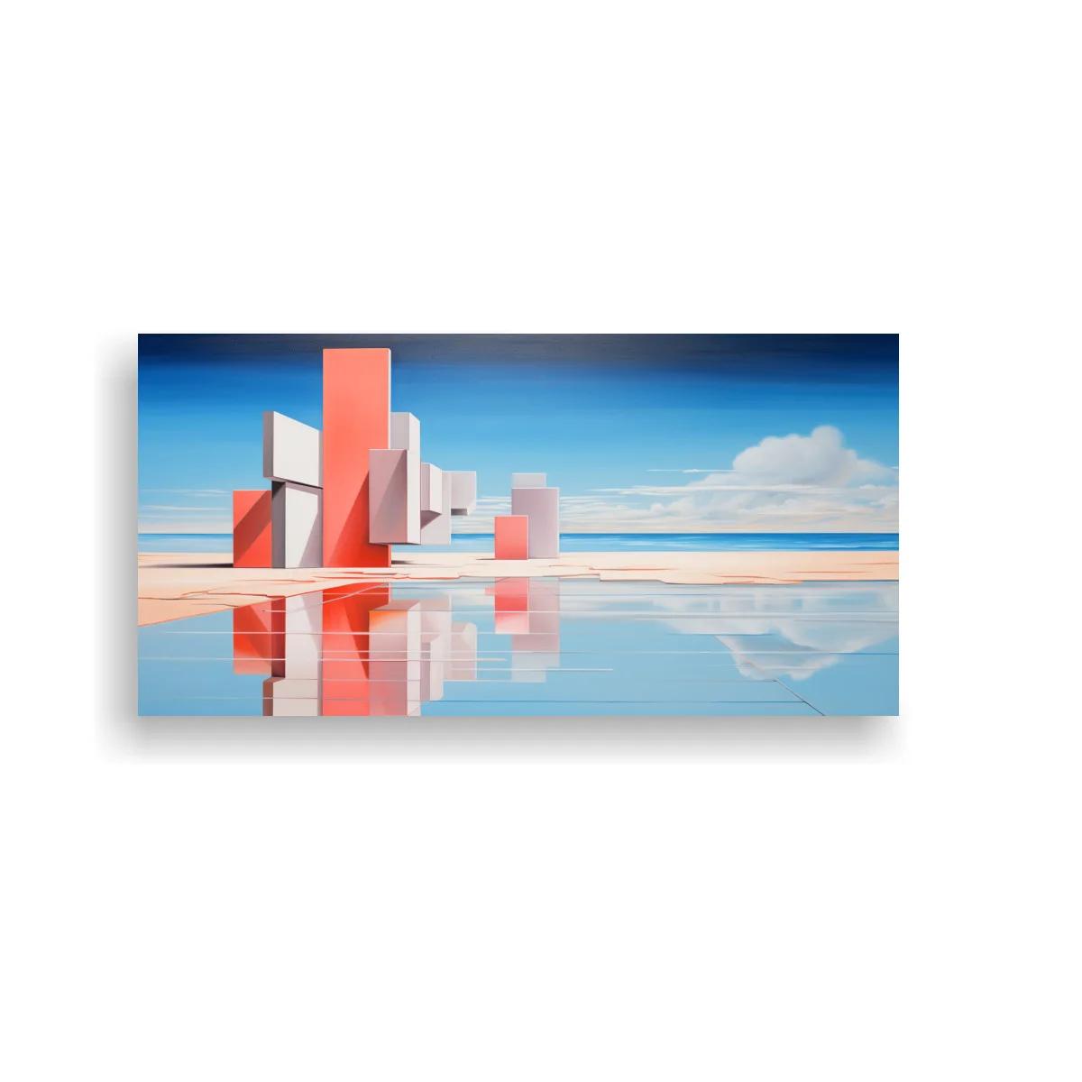 Cuadro skyline abstracto con reflejos espejados — imagen principal