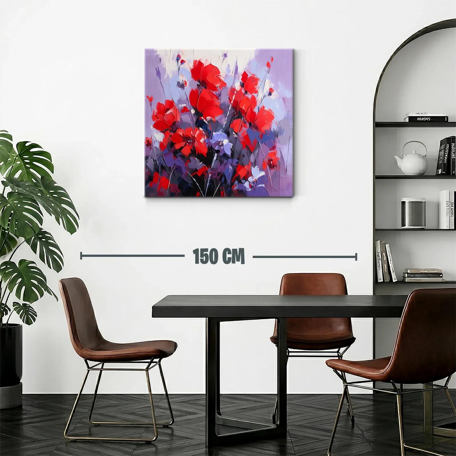 Cuadro floral vibrante con tonos rojos y lilas — miniatura 2