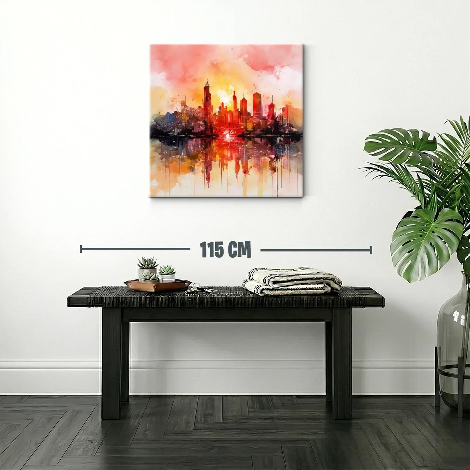 Atardecer vibrante sobre skyline urbano moderno — miniatura 2