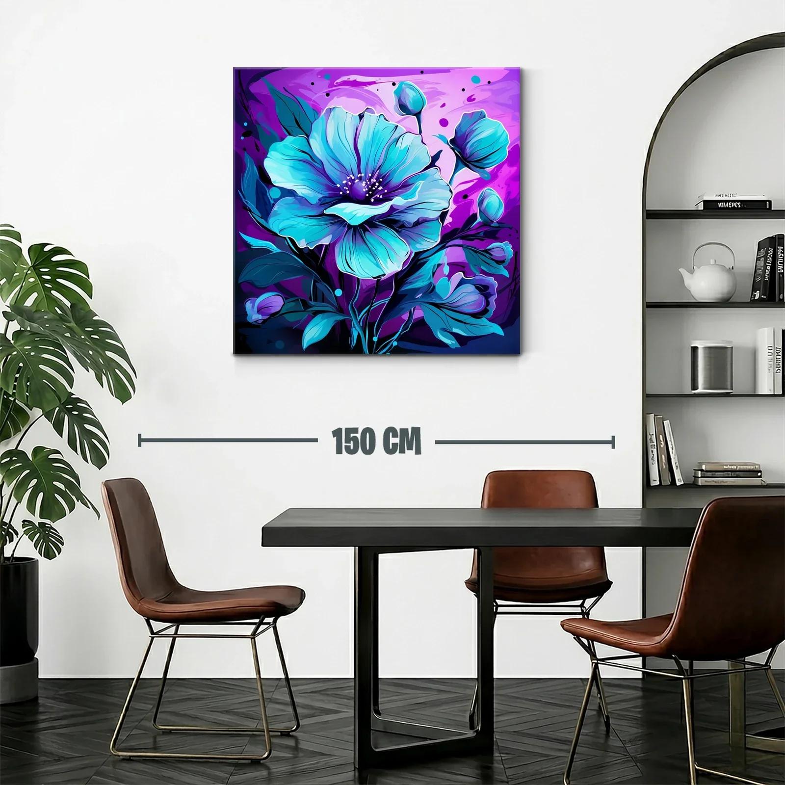 Flor azul vibrante con fondo púrpura intenso — miniatura 2