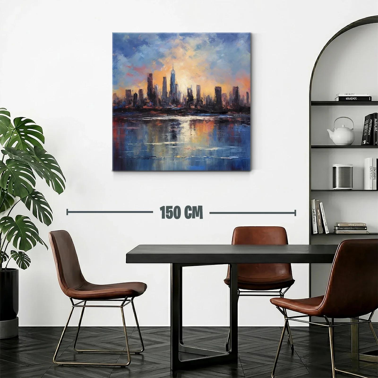 Atardecer urbano con reflejos impresionistas vibrantes — miniatura 2
