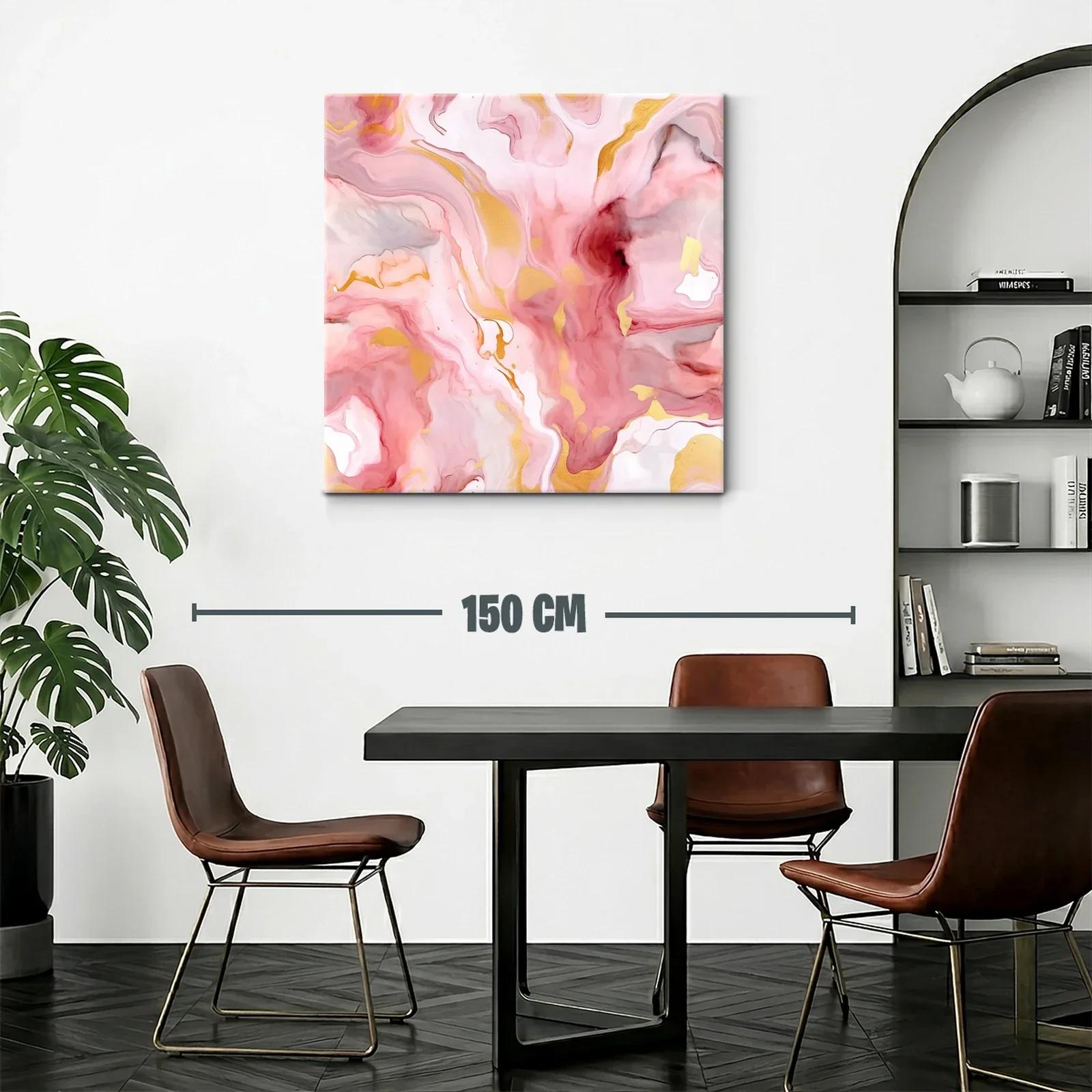 Cuadro abstracto con tonos rosas dorados y suaves detalles — miniatura 2