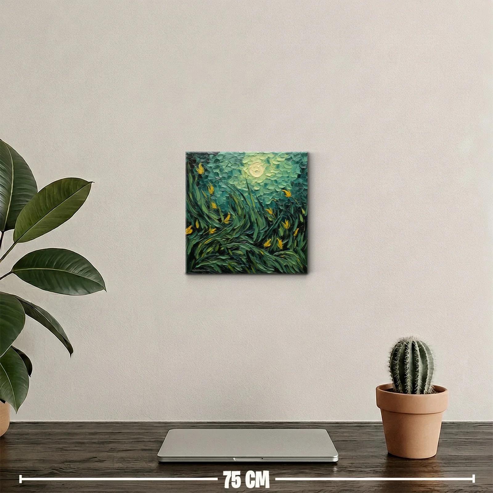 Jardín nocturno con flores amarillas vibrantes — miniatura 2