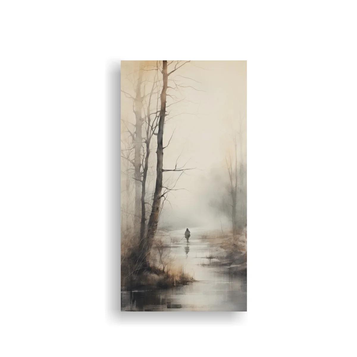 Cuadro figura solitaria en bosque brumoso — imagen principal