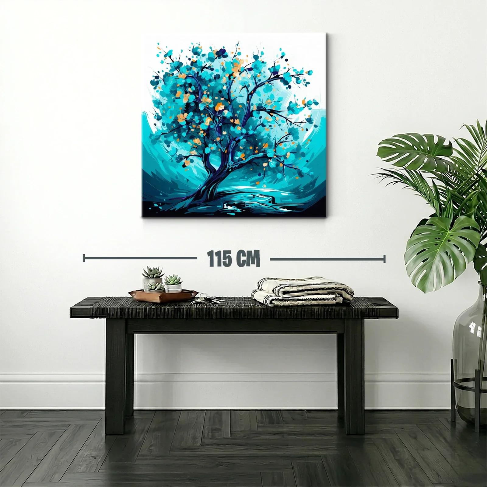 Árbol vibrante en tonos turquesa y azul profundo — miniatura 2
