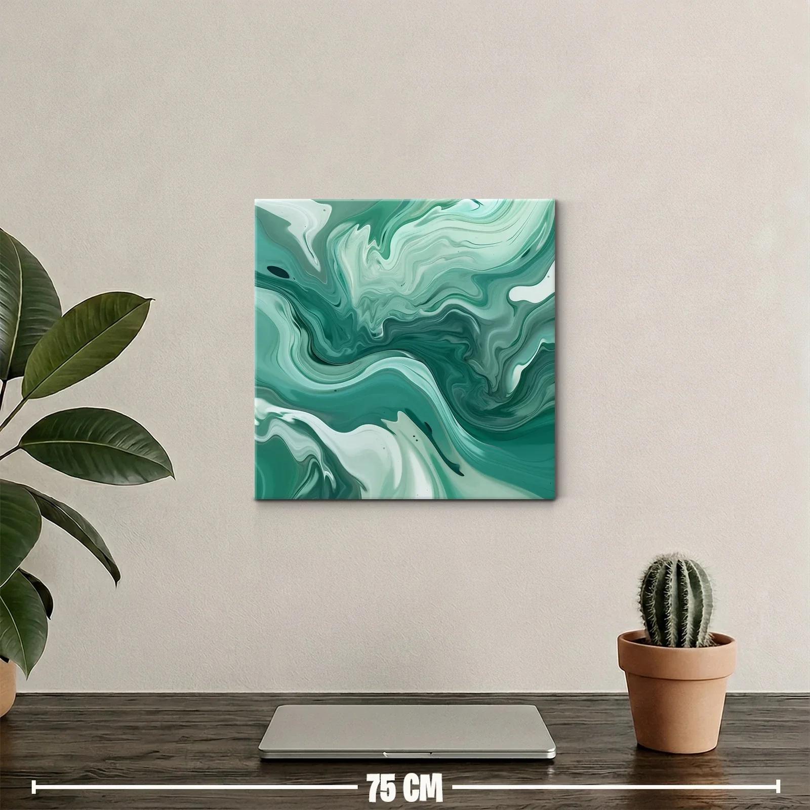 Arte abstracto fluido en tonos verdes y blancos — miniatura 2