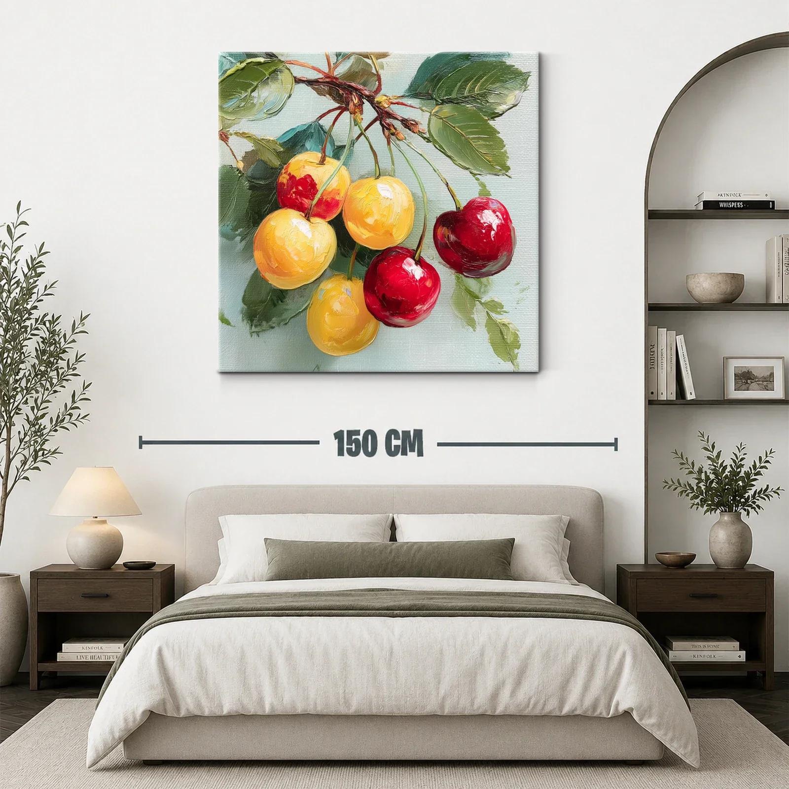 Cherries in Vibrant Red and Yellow on Soft Green Background — miniatura 3