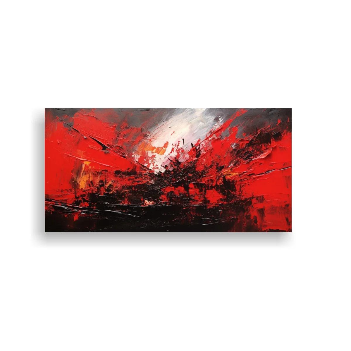 Cuadro abstracto en rojo negro y blanco con contraste intenso — imagen principal