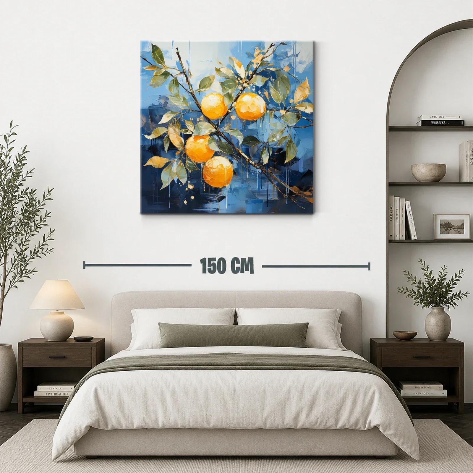 Naranjas vibrantes sobre fondo azul intenso — miniatura 3