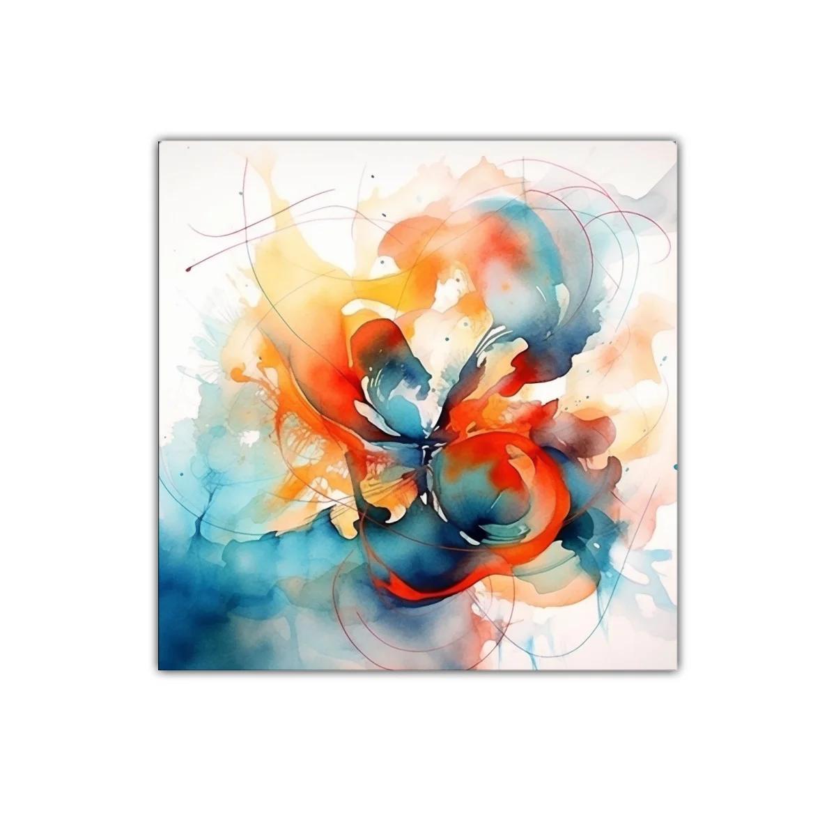 Composición abstracta en tonos cálidos y azules vibrantes — miniatura 1