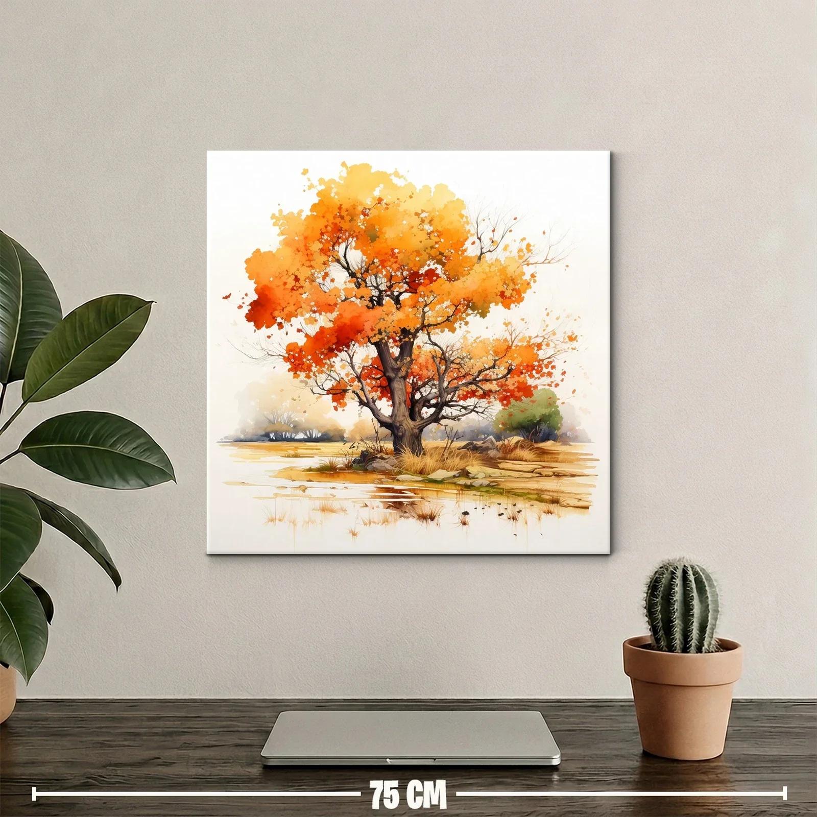 Árbol otoñal con tonos cálidos y paisaje sereno — miniatura 2