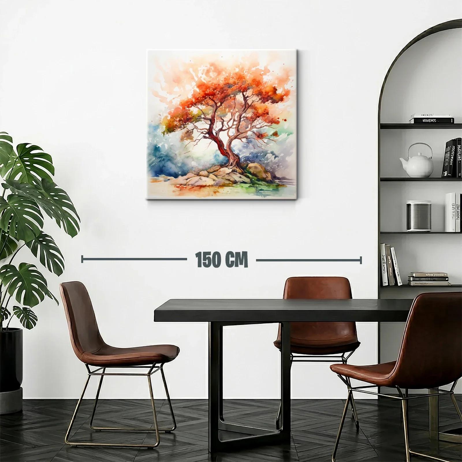 Árbol con follaje cálido y vibrante sobre rocas — miniatura 2
