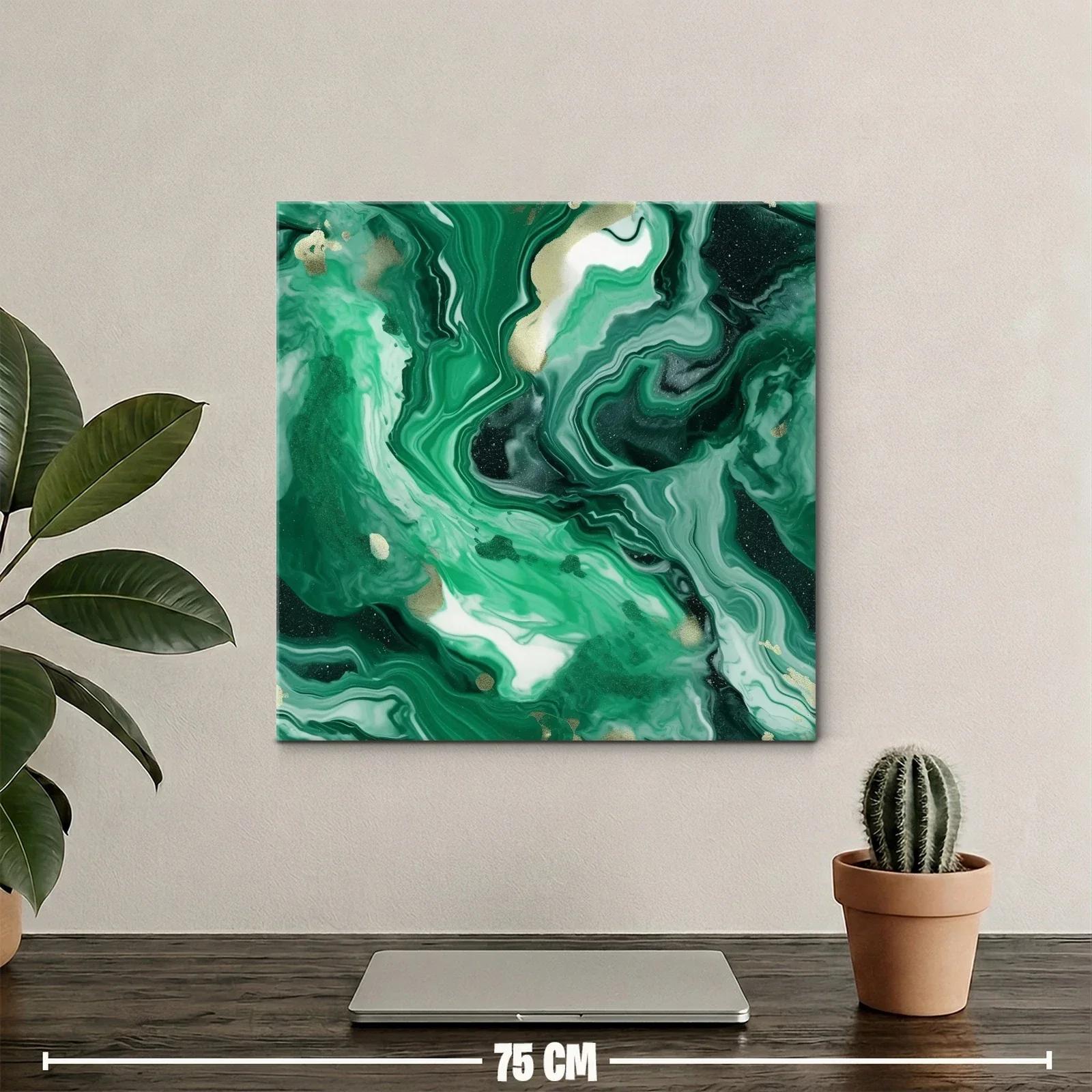 Arte abstracto con tonos verdes y detalles dorados — miniatura 2