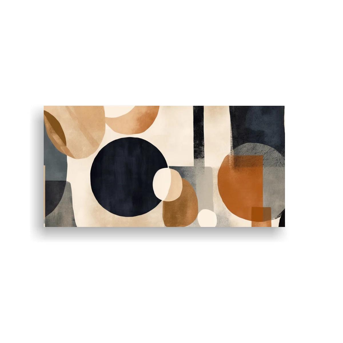 Cuadro composición geométrica abstracta en caramelo y azul marino — imagen principal