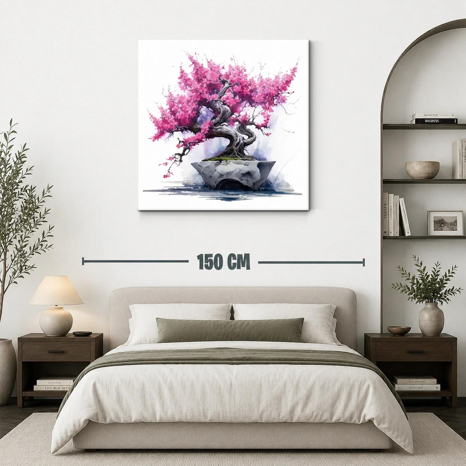 Árbol bonsái con flores rosas vibrantes — miniatura 3