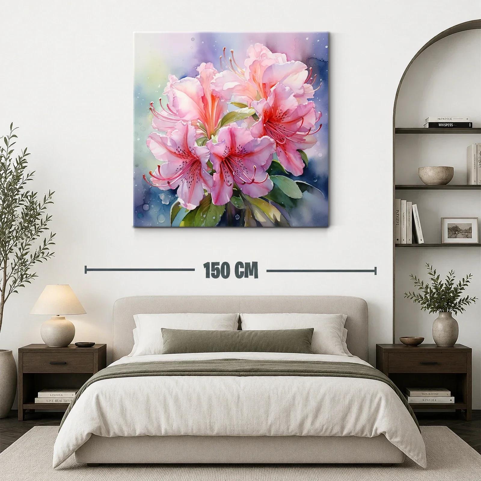 Cuadro floral con lirios rosas en acuarela delicada — miniatura 3