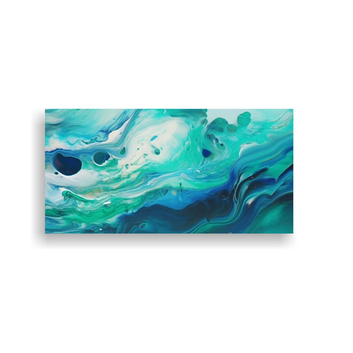 Cuadro formas fluidas de tinta azul y turquesa — imagen principal