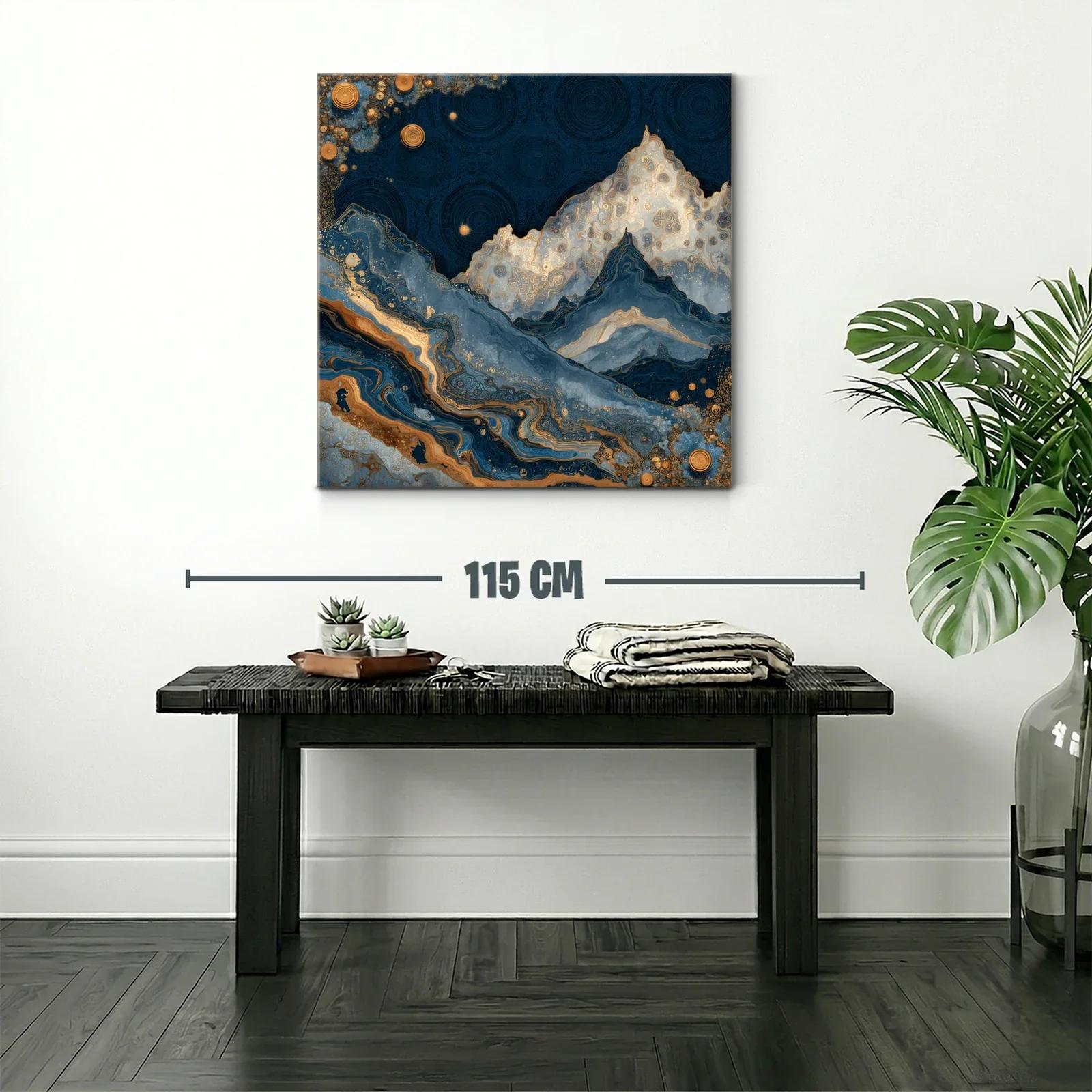 Montañas abstractas con destellos dorados y azul profundo — miniatura 2