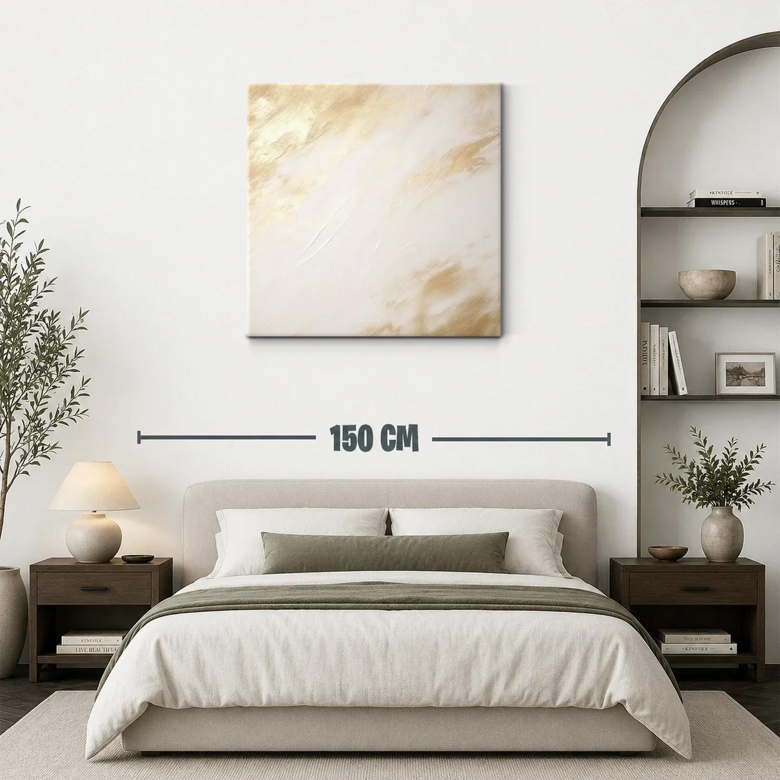 Cuadro abstracto en tonos beige y crema cálidos — miniatura 3