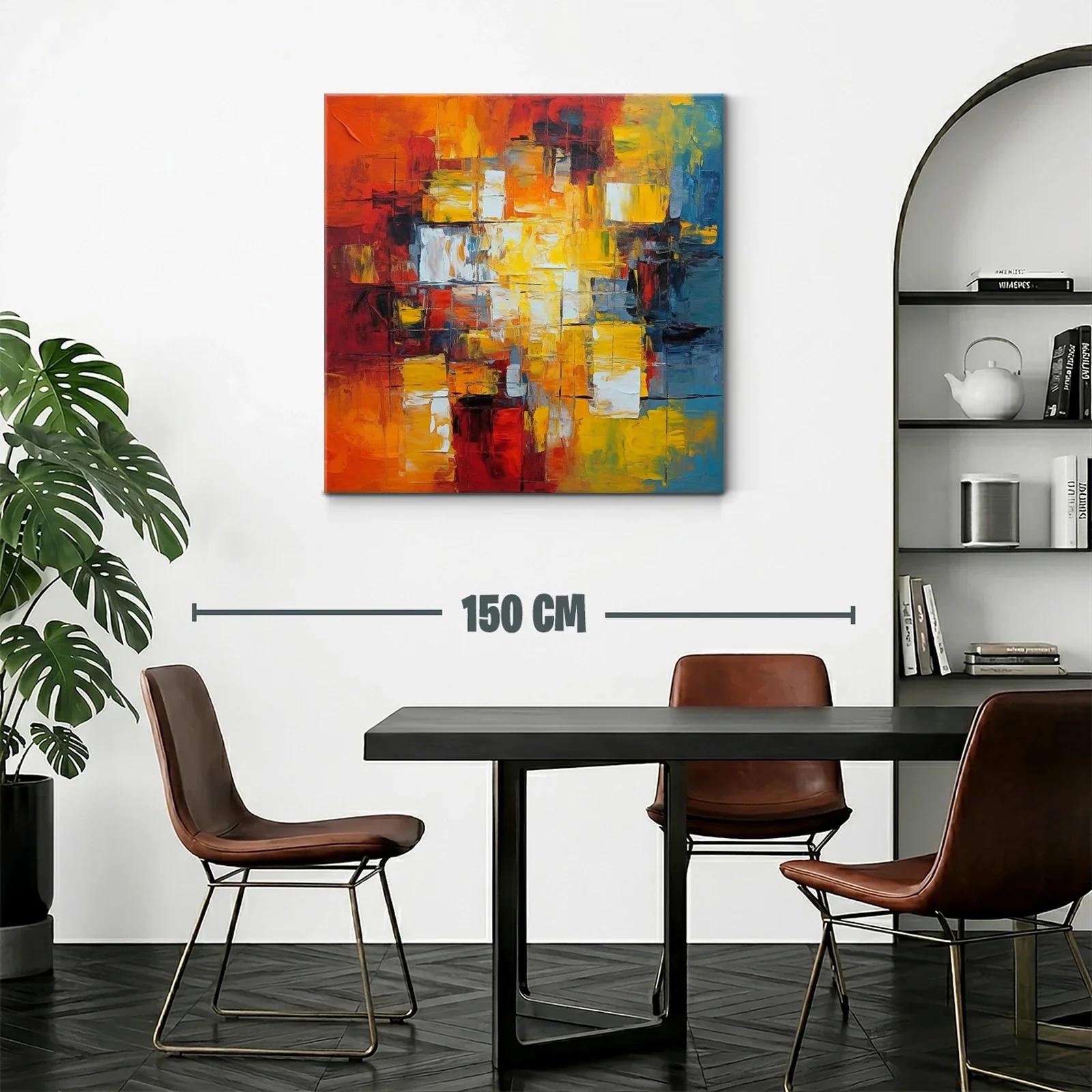 Cuadro abstracto con vibrantes tonos cálidos y fríos — miniatura 2