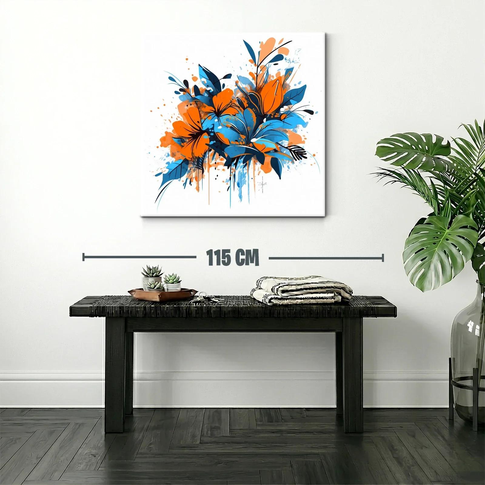 Composición vibrante de flores en tonos naranja y azul — miniatura 2