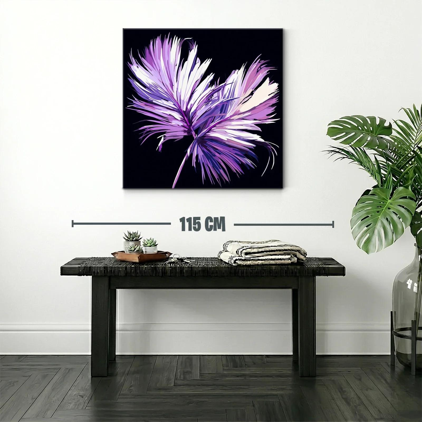Flor abstracta en tonos lilas y violetas sobre fondo oscuro — miniatura 2