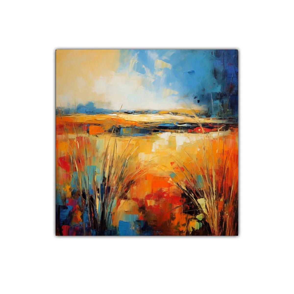 Paisaje abstracto con vibrantes tonos cálidos y fríos — miniatura 1