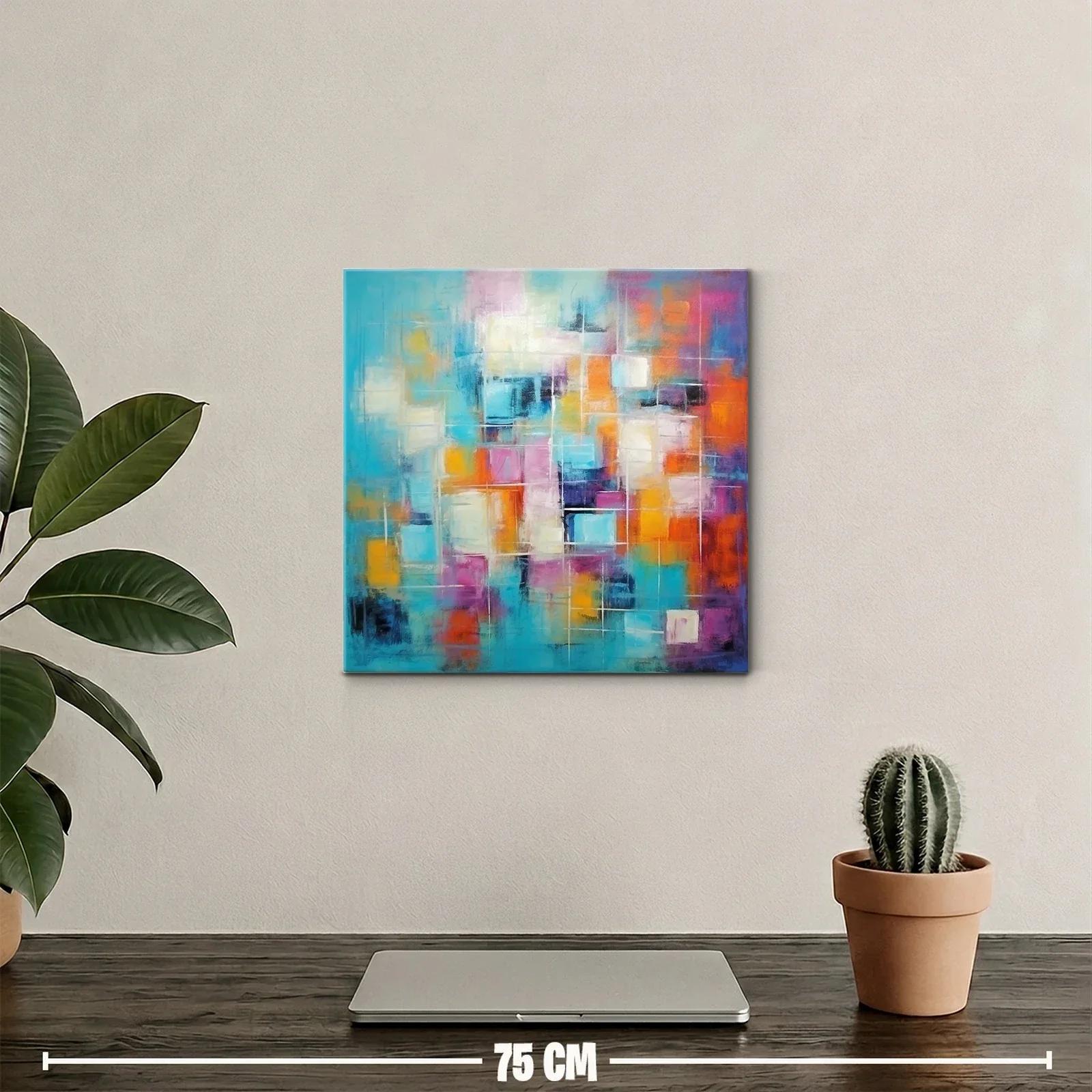 Composición abstracta con vibrantes tonos turquesa y naranja — miniatura 2