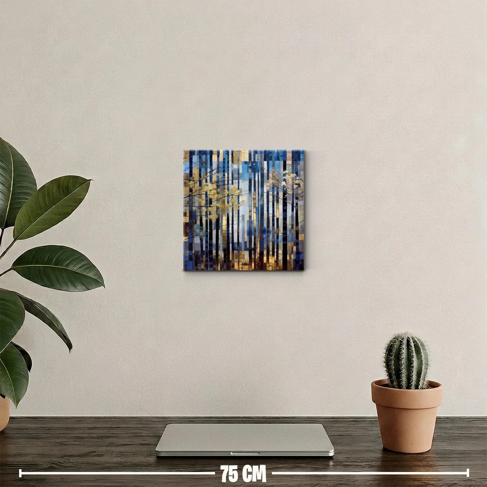 Bosque abstracto con tonos dorados y azules en líneas verticales — miniatura 2