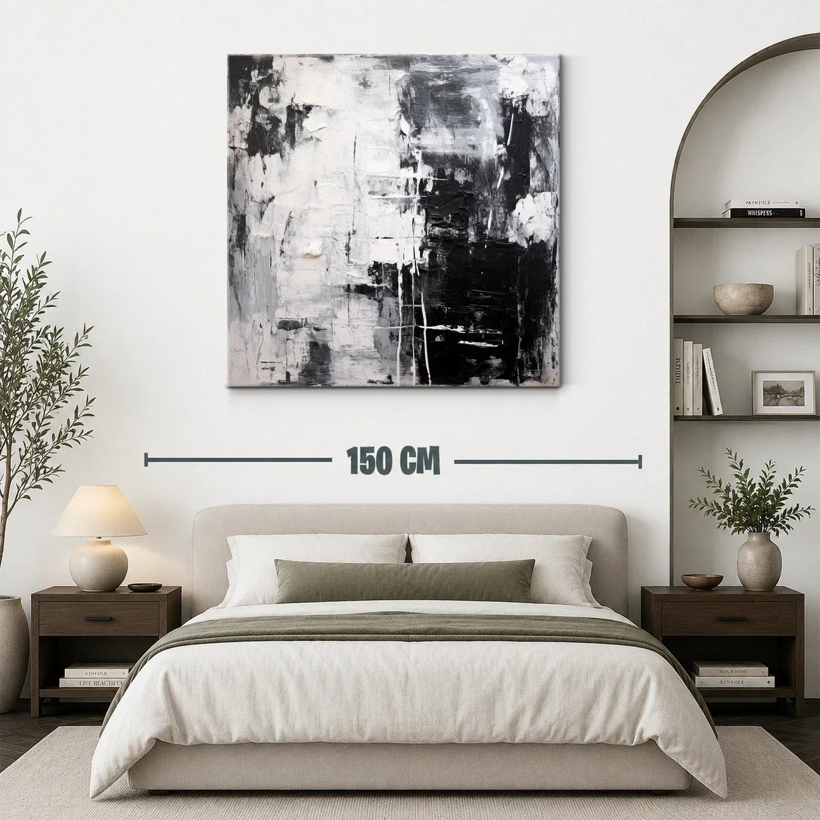 Cuadro abstracto en blanco y negro para ambientes modernos — miniatura 3