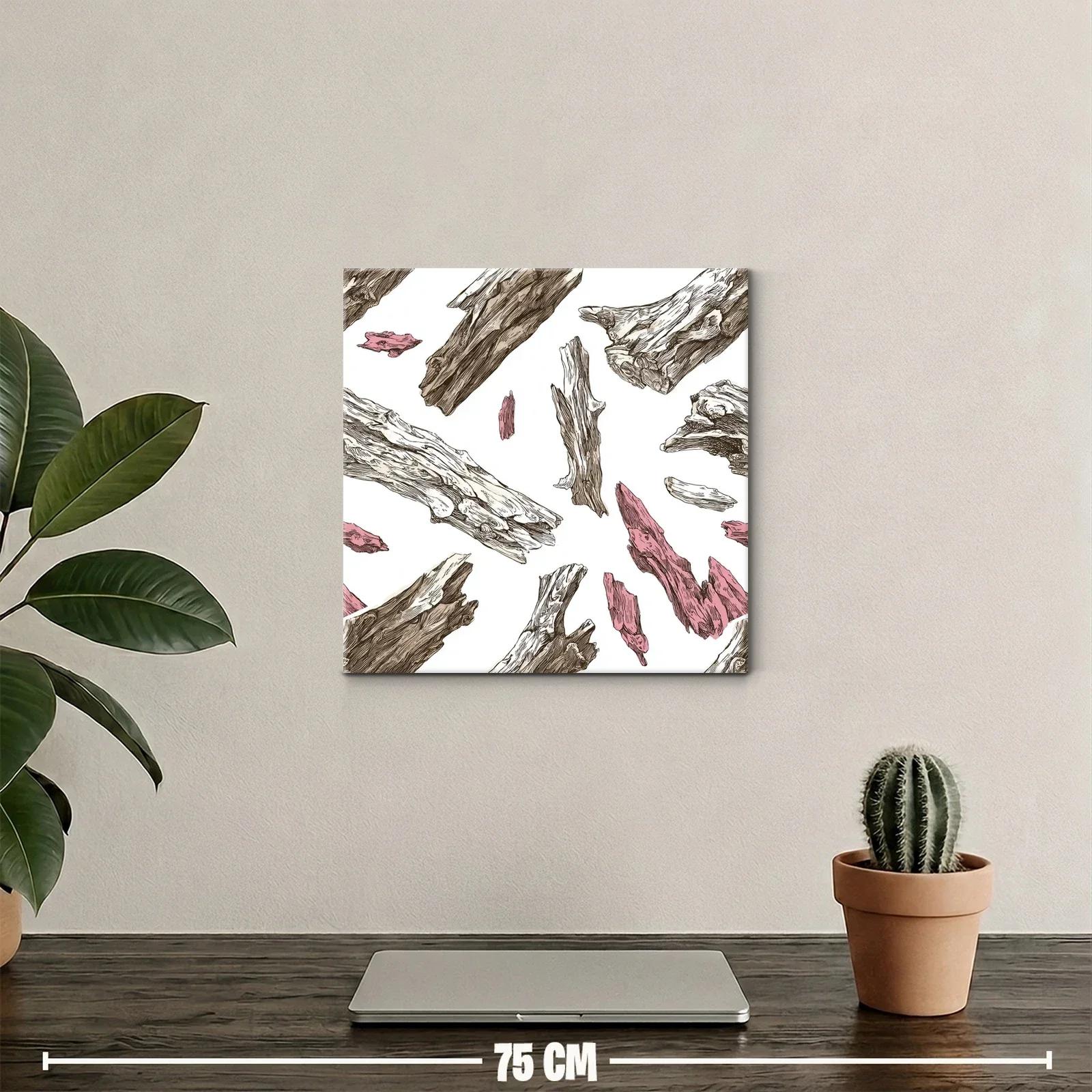 Composición moderna con fragmentos de madera en tonos naturales y rosa — miniatura 2